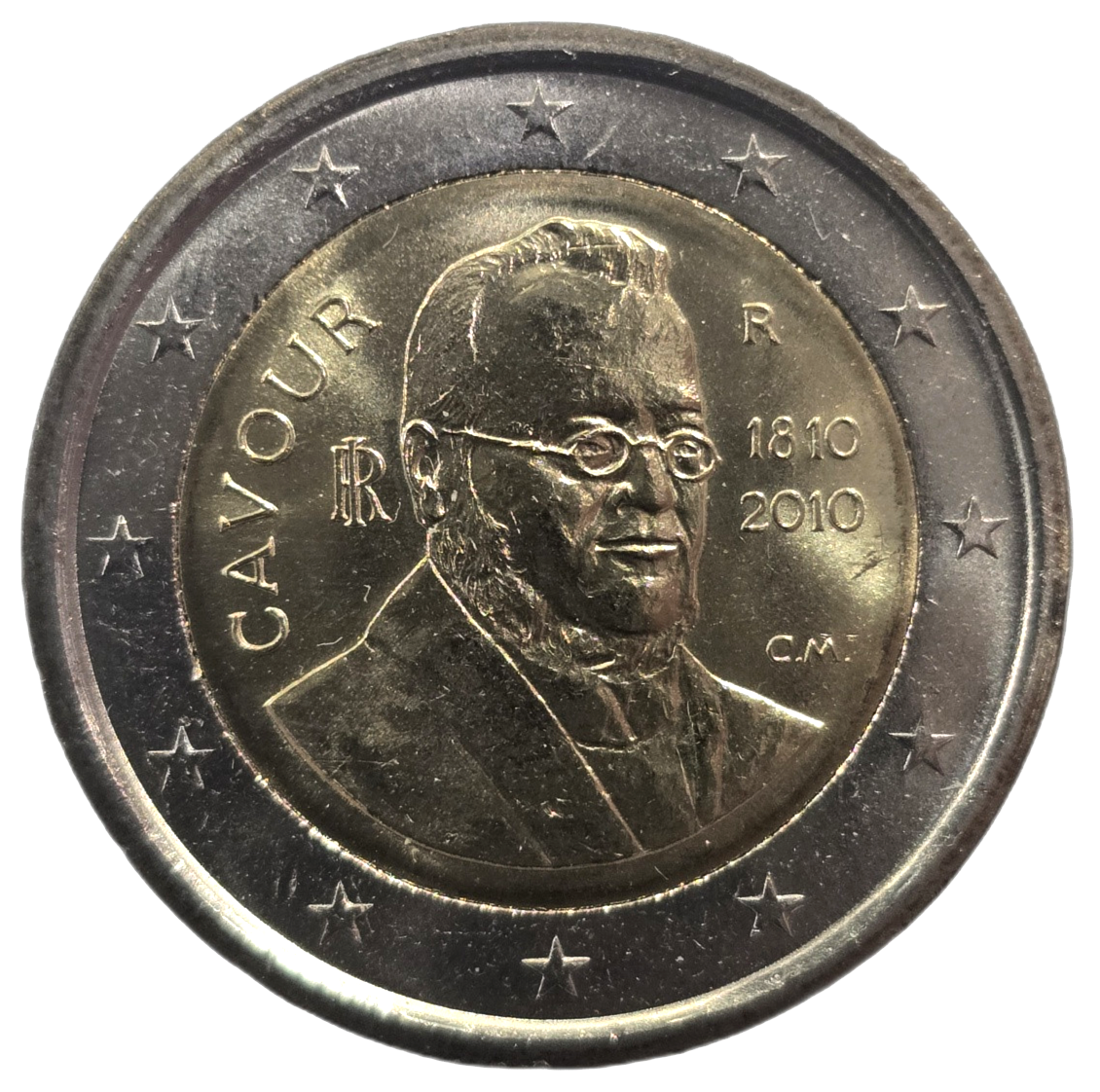 2 euros conmemorativa Bicentenario del nacimiento del Conde de Cavour Año 2010